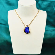 Natural Australia Boulder Opal Stone Necklace D5.26ct Diamond d0.15ct —18K Gold